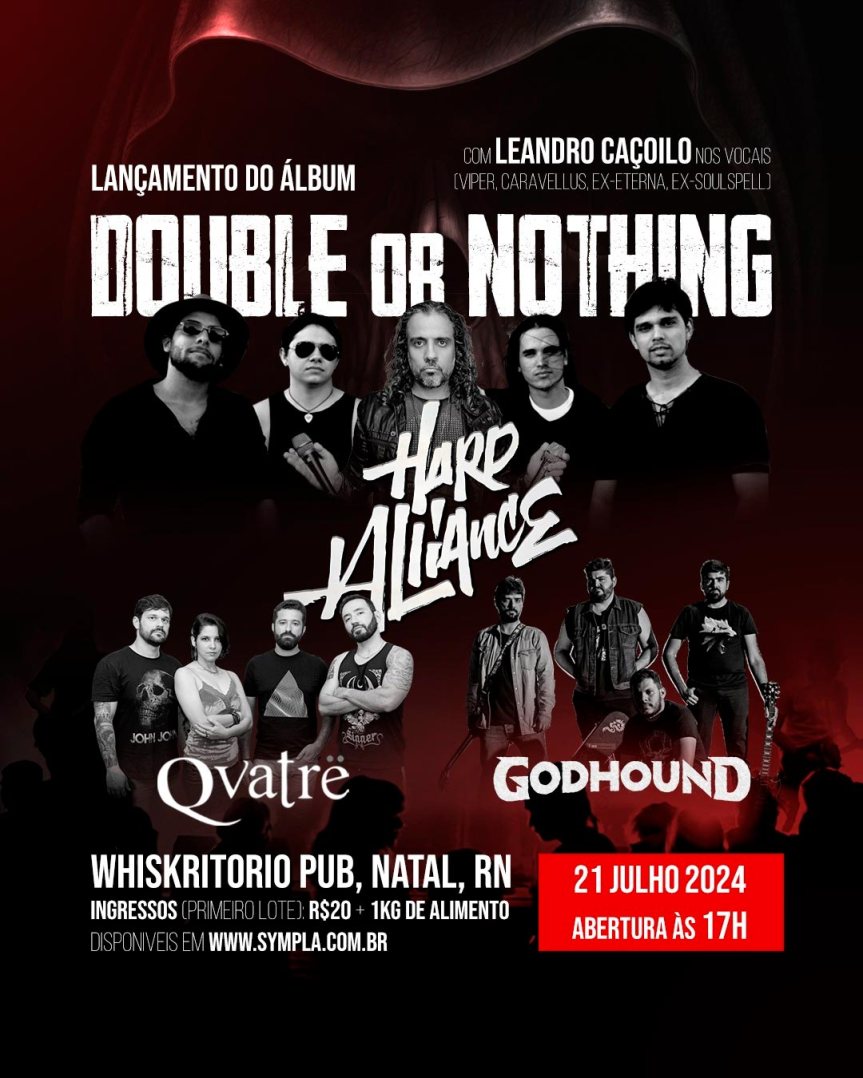 Leandro Caçoilo, do VIPER, se apresenta com a banda Hardalliance em Mossoró e Natal nos dias 20 e 21 de&nbsp;julho