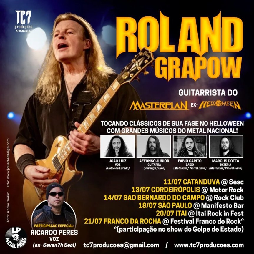 Guitarrista do Masterplan e ex-Helloween, Roland Grapow retorna ao Brasil na semana que&nbsp;vem