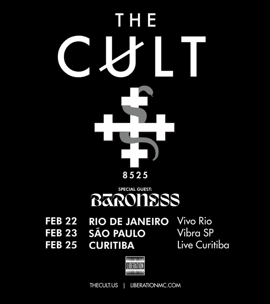 Banda inglesa The Cult faz três shows no Brasil em fevereiro; Baroness é a banda&nbsp;convidada