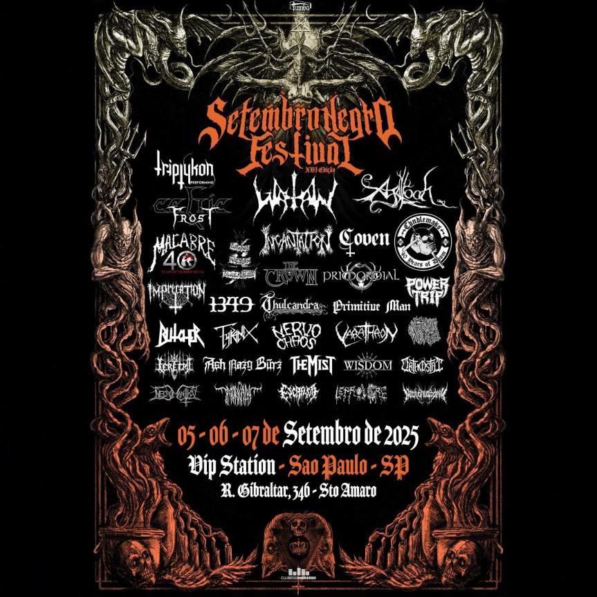 Setembro Negro anuncia edição de 2025 com Candlemass e&nbsp;Triptykon