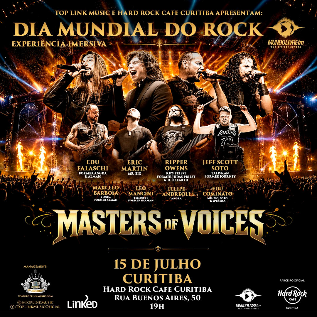 Hard Rock Cafe Curitiba se veste de gala para receber o Masters of Voices em celebração ao Dia do Rock